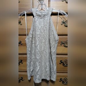 Cable & Gauge Light Beige Lace Halter Tank